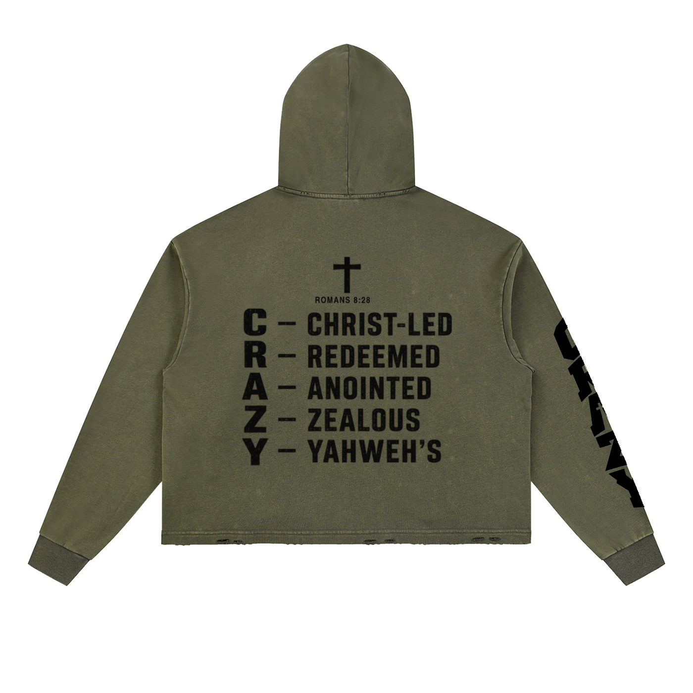 CRAZY COLLECTION - Vintage Washed Frayed-Hem Hoodie