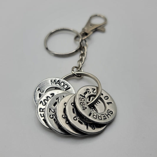 Keep Every Birthday in Mind with Our Birthday Keychain + 2 Washers (Additional Washers for $3.00 Each)