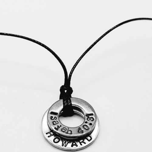 Personalize this Double Stainless Steel Washer Necklace to remember your loved one!
