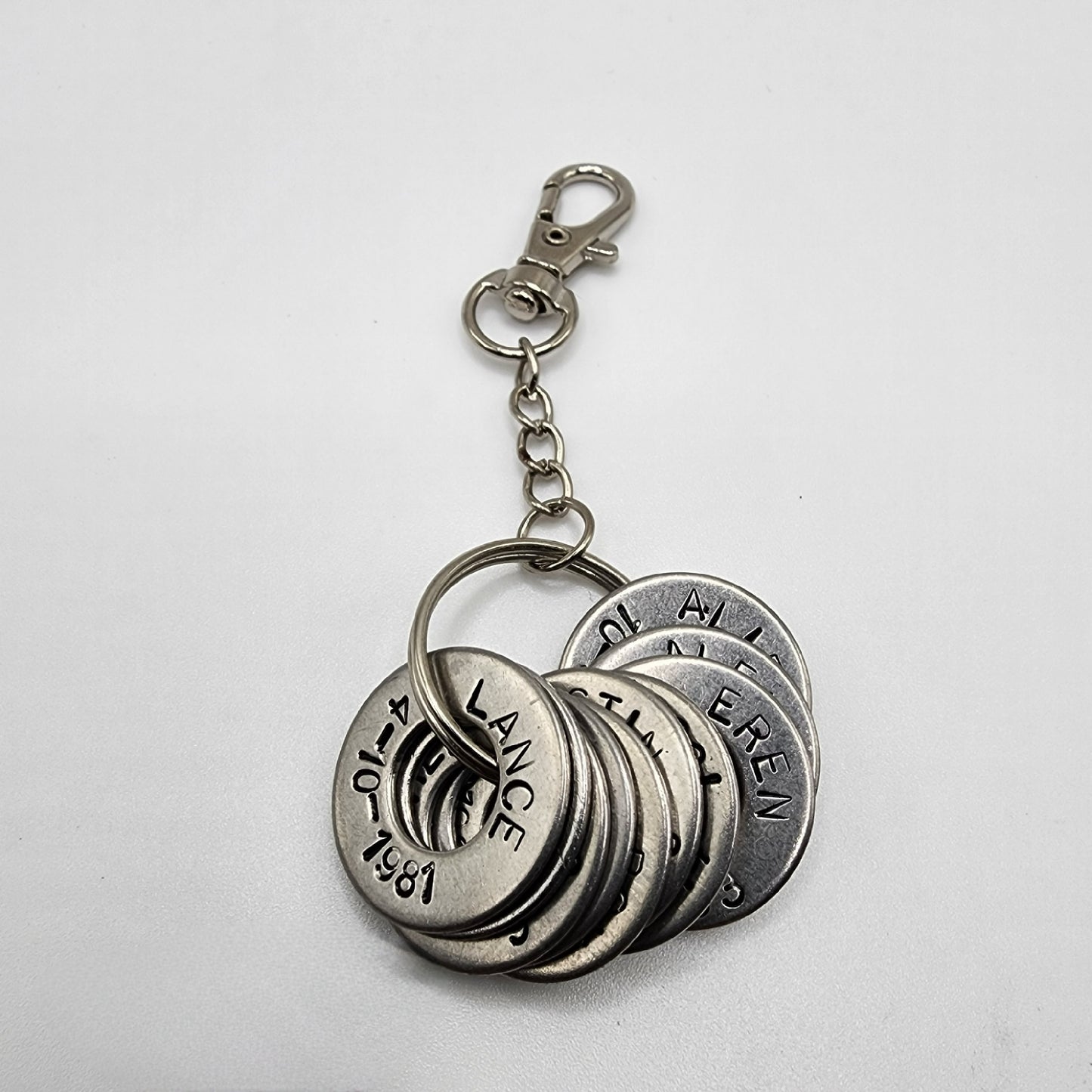 Keep Every Birthday in Mind with Our Birthday Keychain + 2 Washers (Additional Washers for $3.00 Each)