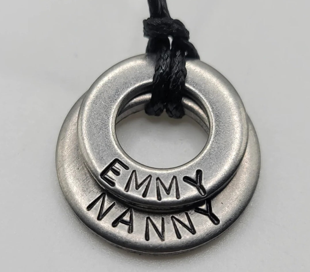 Personalize this Double Stainless Steel Washer Necklace to remember your loved one!