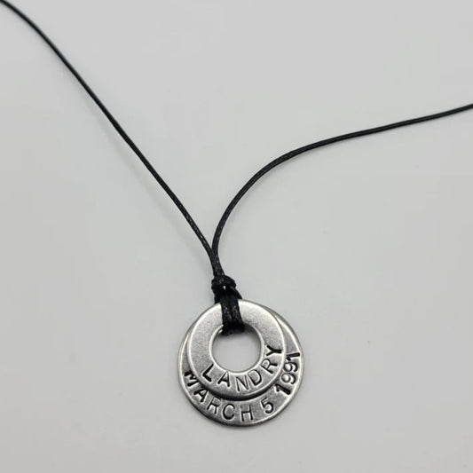 Personalize this Double Stainless Steel Washer Necklace to remember your loved one!