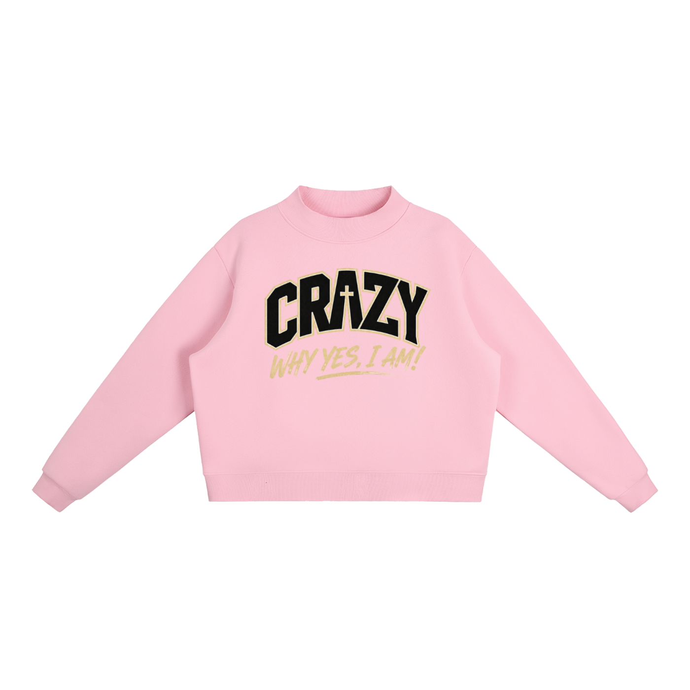 CRAZY COLLECTION - Essential Fleece Mock-Neck Crew Sweatshirt