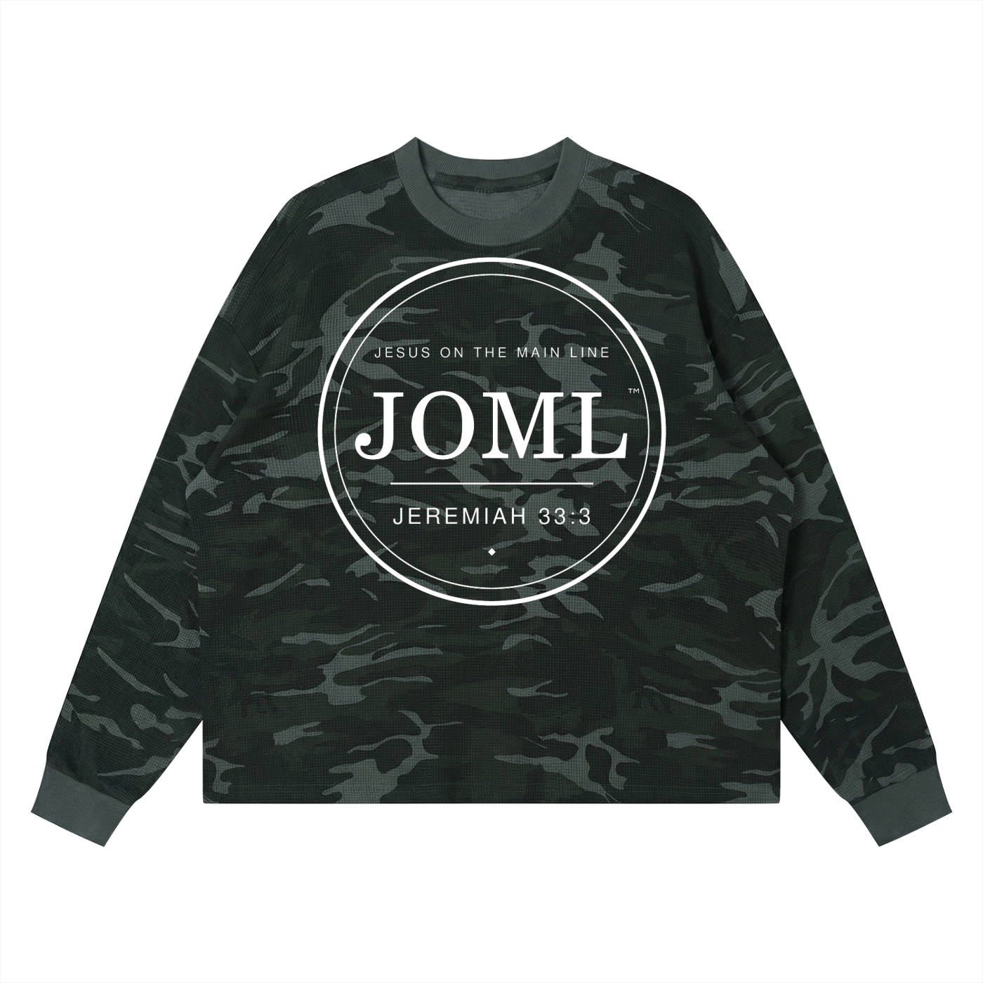 JESUS ON THE MAIN LINE - Unisex Waffle Boxy Long Sleeve T-Shirt