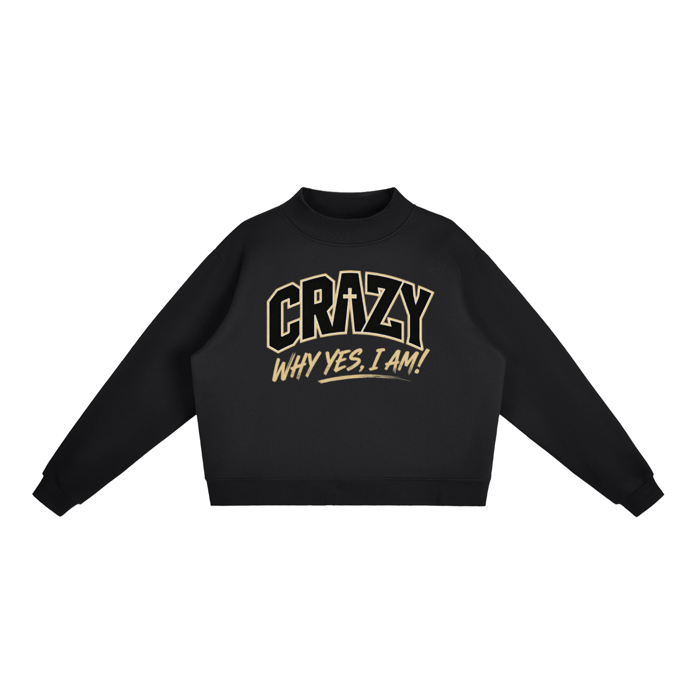 CRAZY COLLECTION - Essential Fleece Mock-Neck Crew Sweatshirt