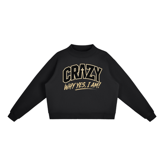 CRAZY COLLECTION - Essential Fleece Mock-Neck Crew Sweatshirt