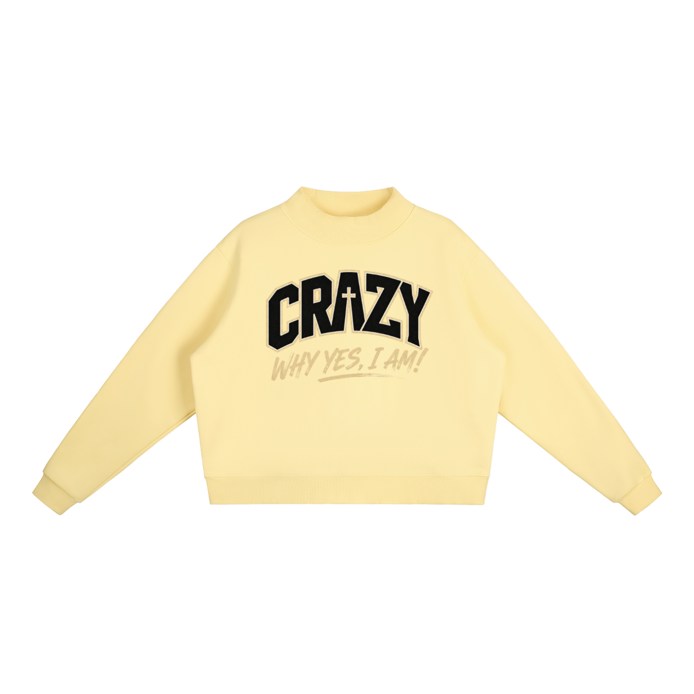 CRAZY COLLECTION - Essential Fleece Mock-Neck Crew Sweatshirt
