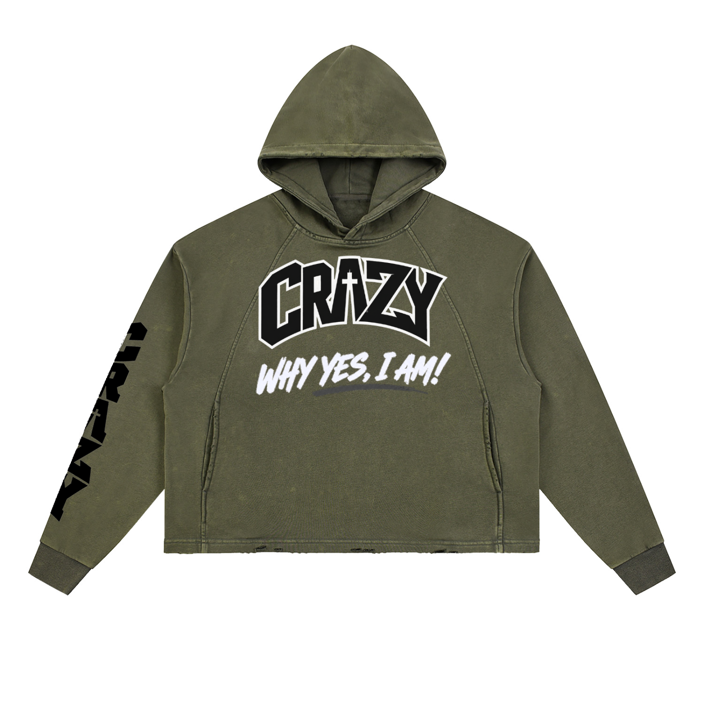 CRAZY COLLECTION - Vintage Washed Frayed-Hem Hoodie