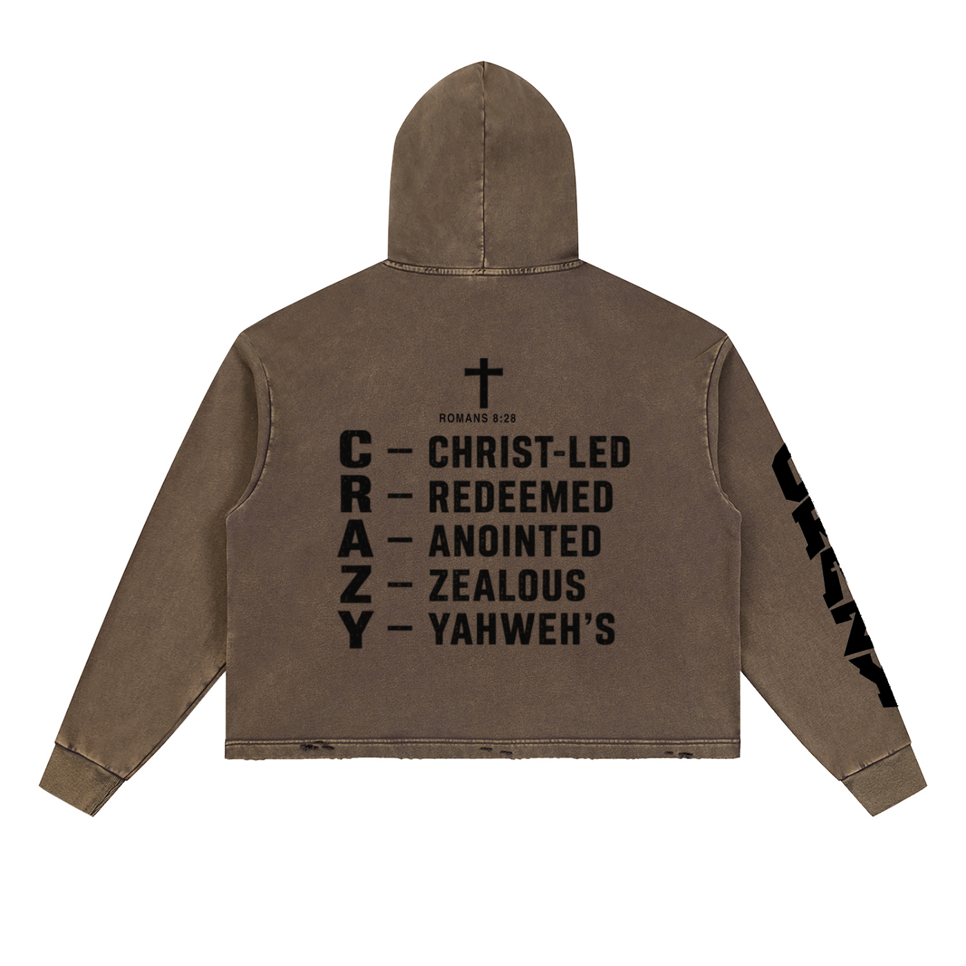 CRAZY COLLECTION - Vintage Washed Frayed-Hem Hoodie