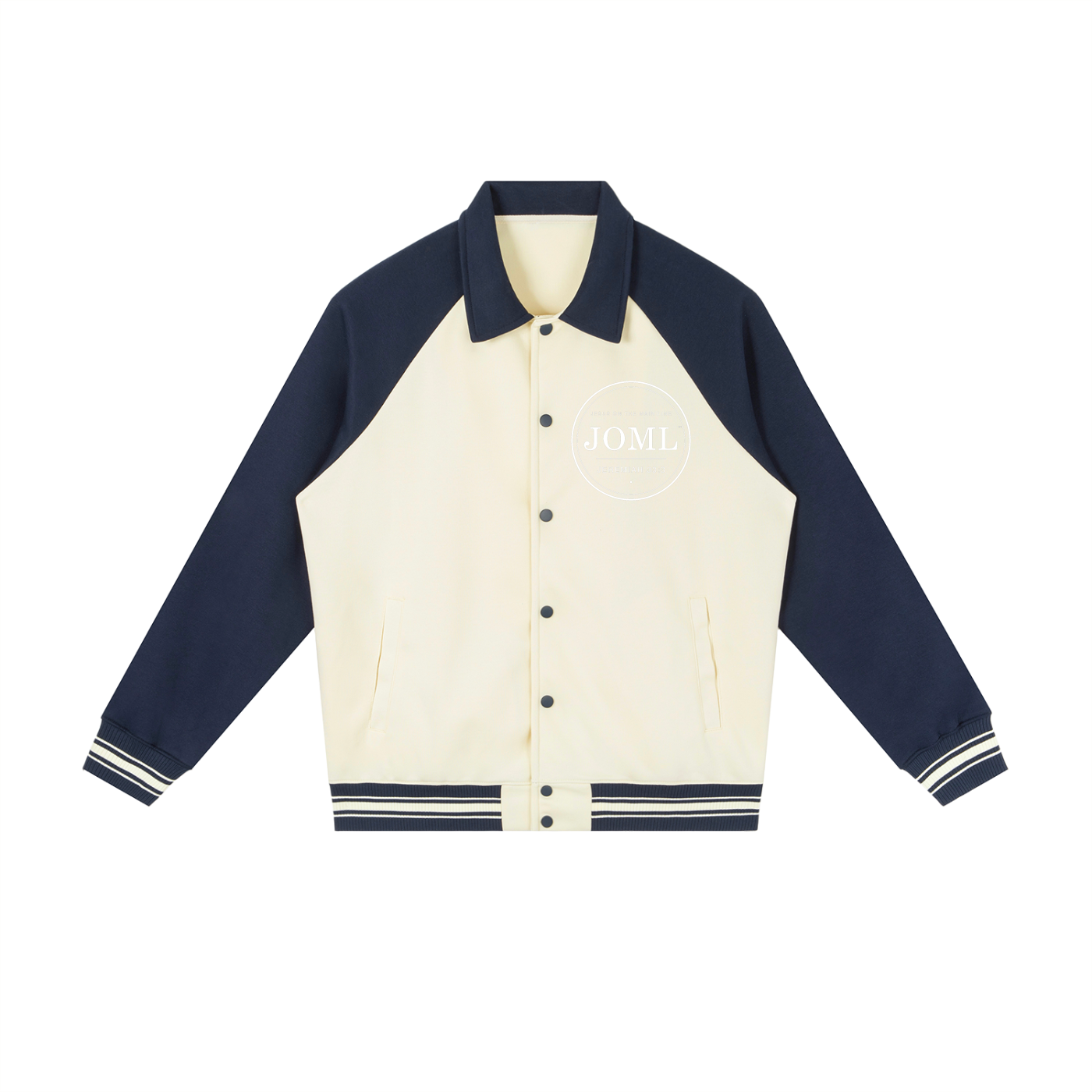 JESUS ON THE MAIN LINE - Contrast Raglan Sleeve Baseball Jacket