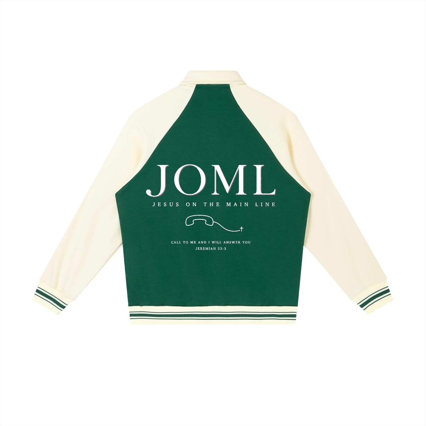 JESUS ON THE MAIN LINE - Contrast Raglan Sleeve Baseball Jacket