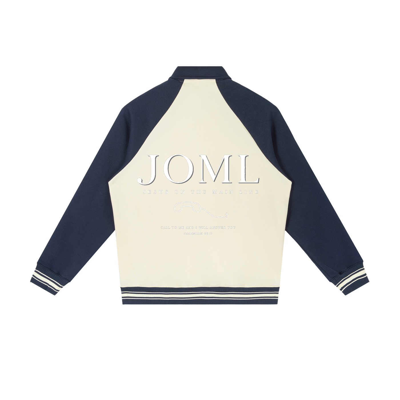 JESUS ON THE MAIN LINE - Contrast Raglan Sleeve Baseball Jacket