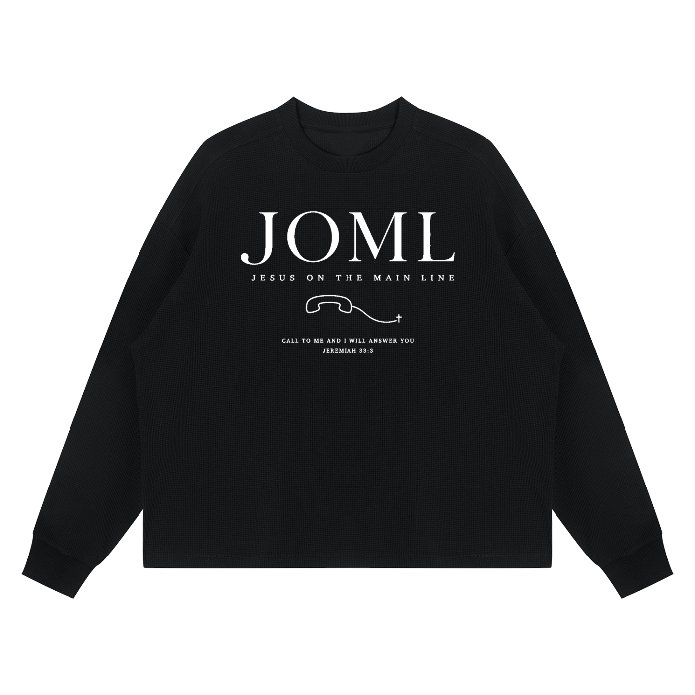 JESUS ON THE MAIN LINE - Unisex Waffle Boxy Long Sleeve T-Shirt