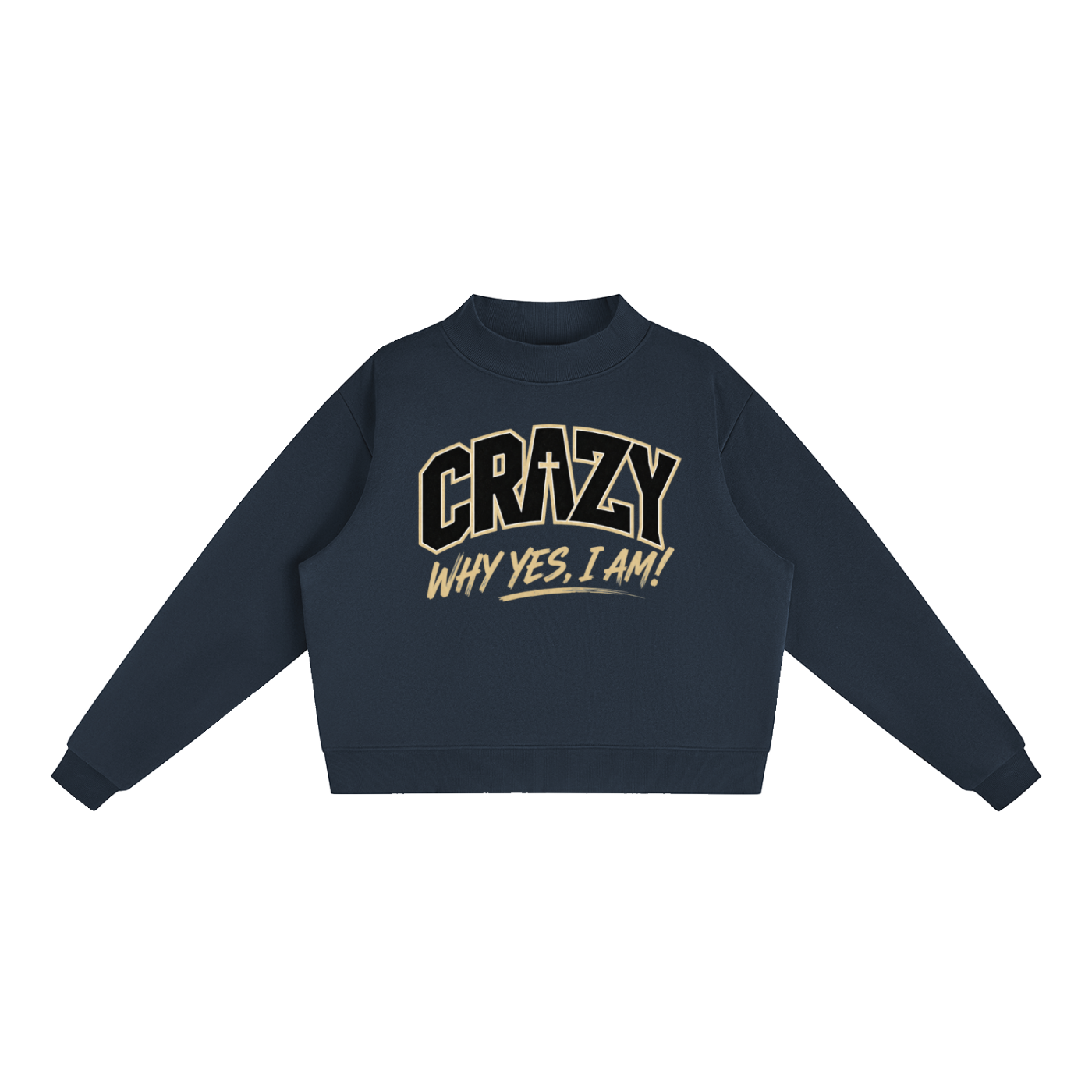 CRAZY COLLECTION - Essential Fleece Mock-Neck Crew Sweatshirt