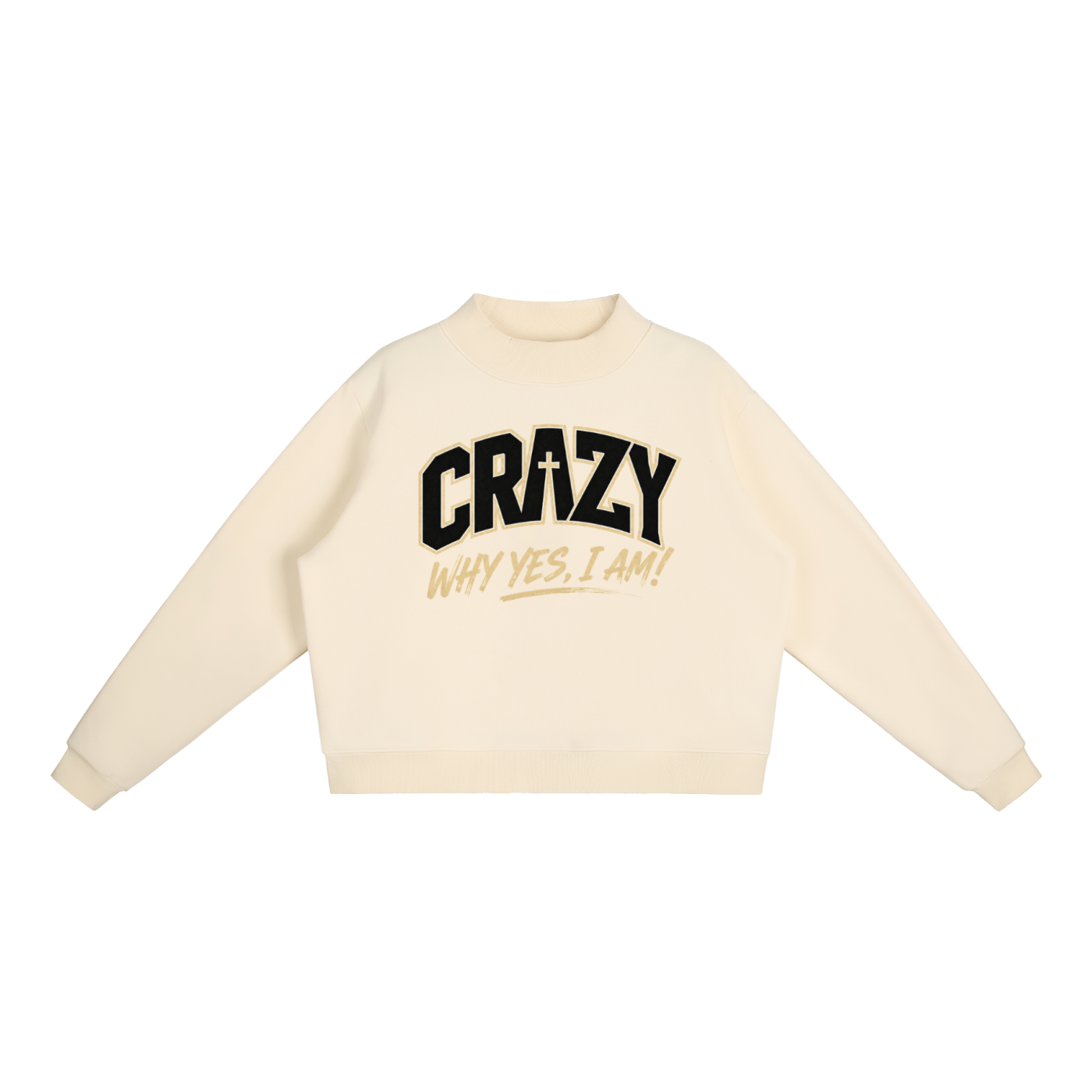 CRAZY COLLECTION - Essential Fleece Mock-Neck Crew Sweatshirt