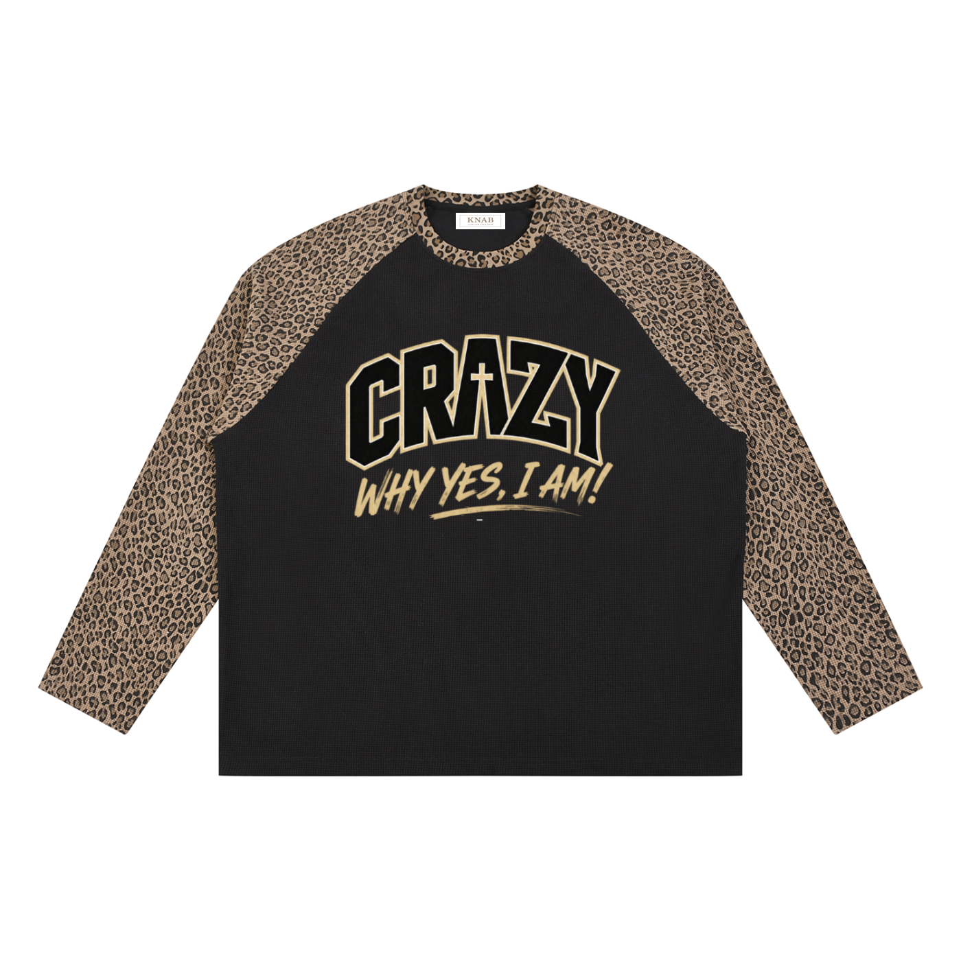 CRAZY COLLECTION - Unisex Leopard Panel Raglan Sleeve T-Shirt
