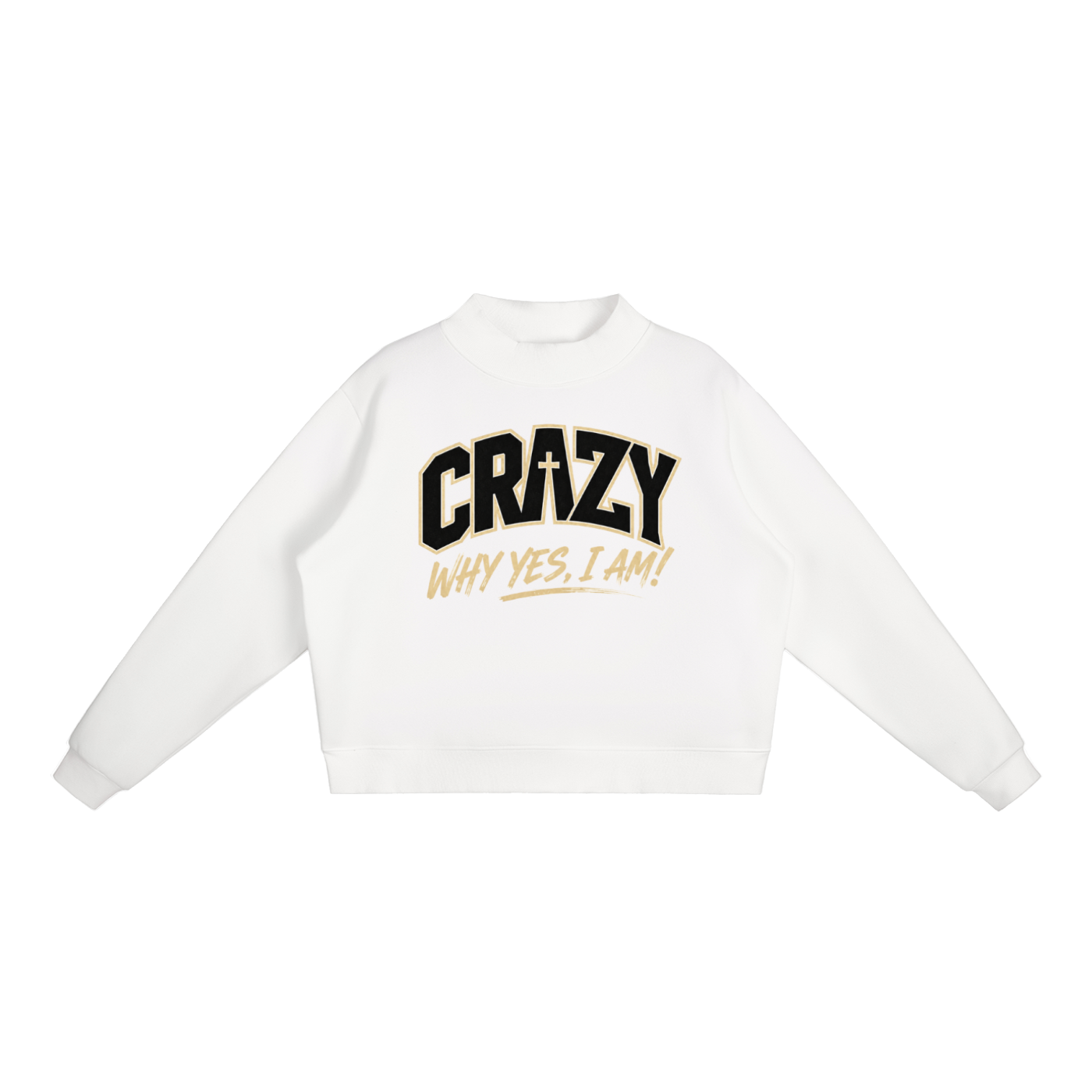 CRAZY COLLECTION - Essential Fleece Mock-Neck Crew Sweatshirt
