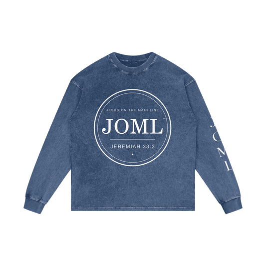 JESUS ON THE MAIN LINE - Acid Wash Oversize Long Sleeve T-Shirt