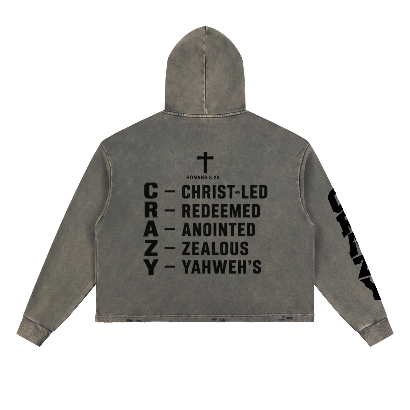 CRAZY COLLECTION - Vintage Washed Frayed-Hem Hoodie