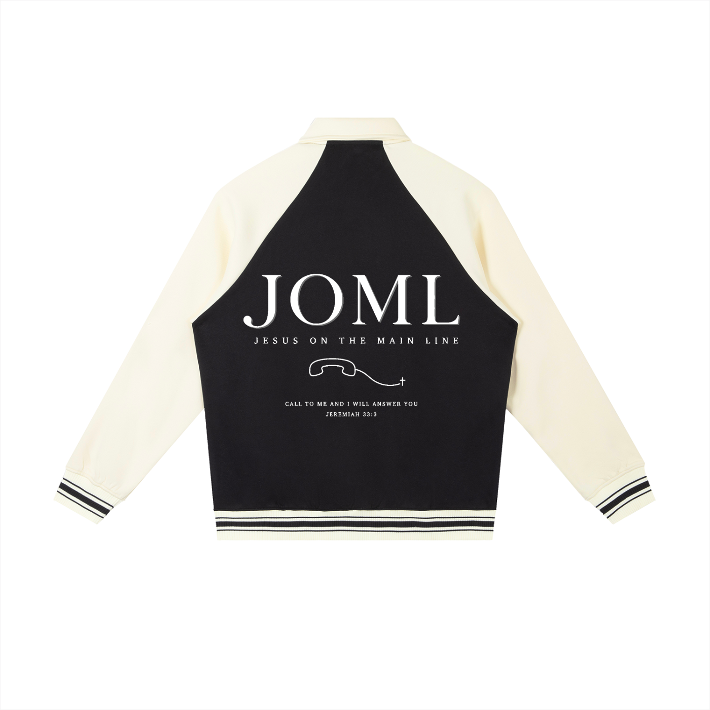 JESUS ON THE MAIN LINE - Contrast Raglan Sleeve Baseball Jacket