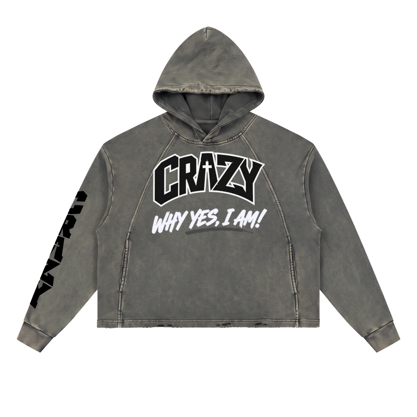 CRAZY COLLECTION - Vintage Washed Frayed-Hem Hoodie