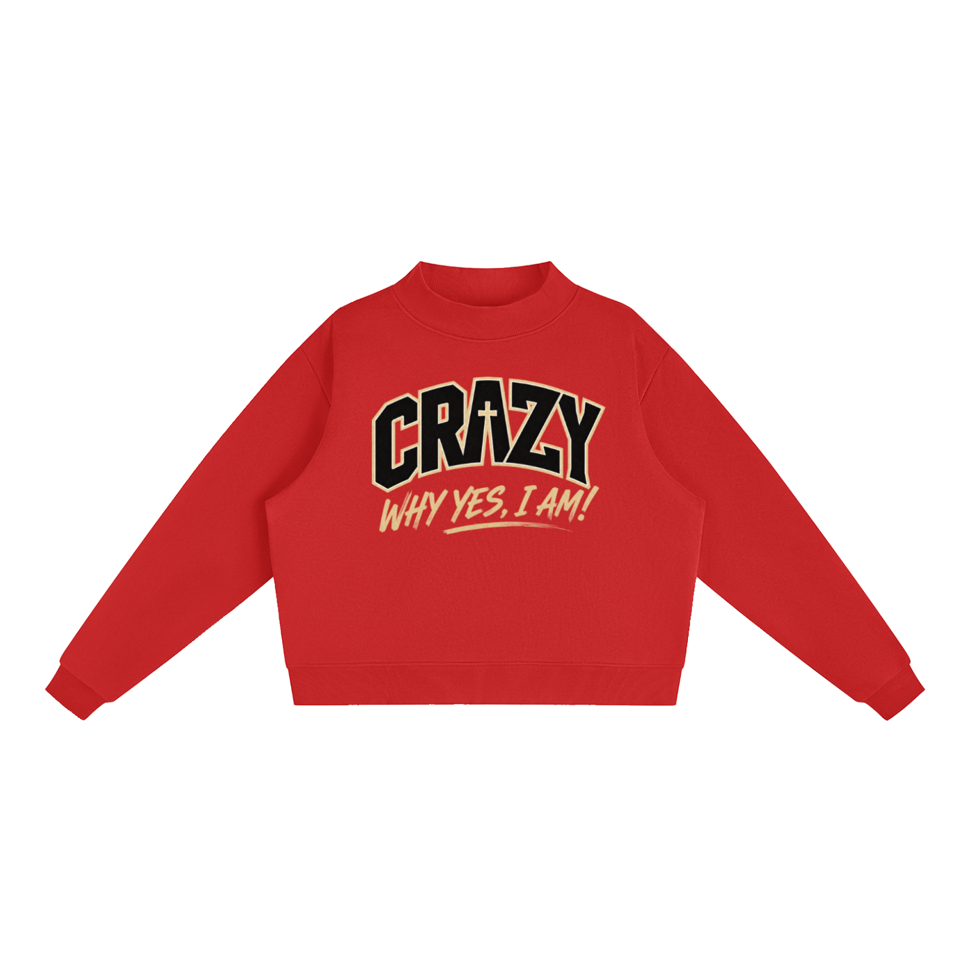 CRAZY COLLECTION - Essential Fleece Mock-Neck Crew Sweatshirt