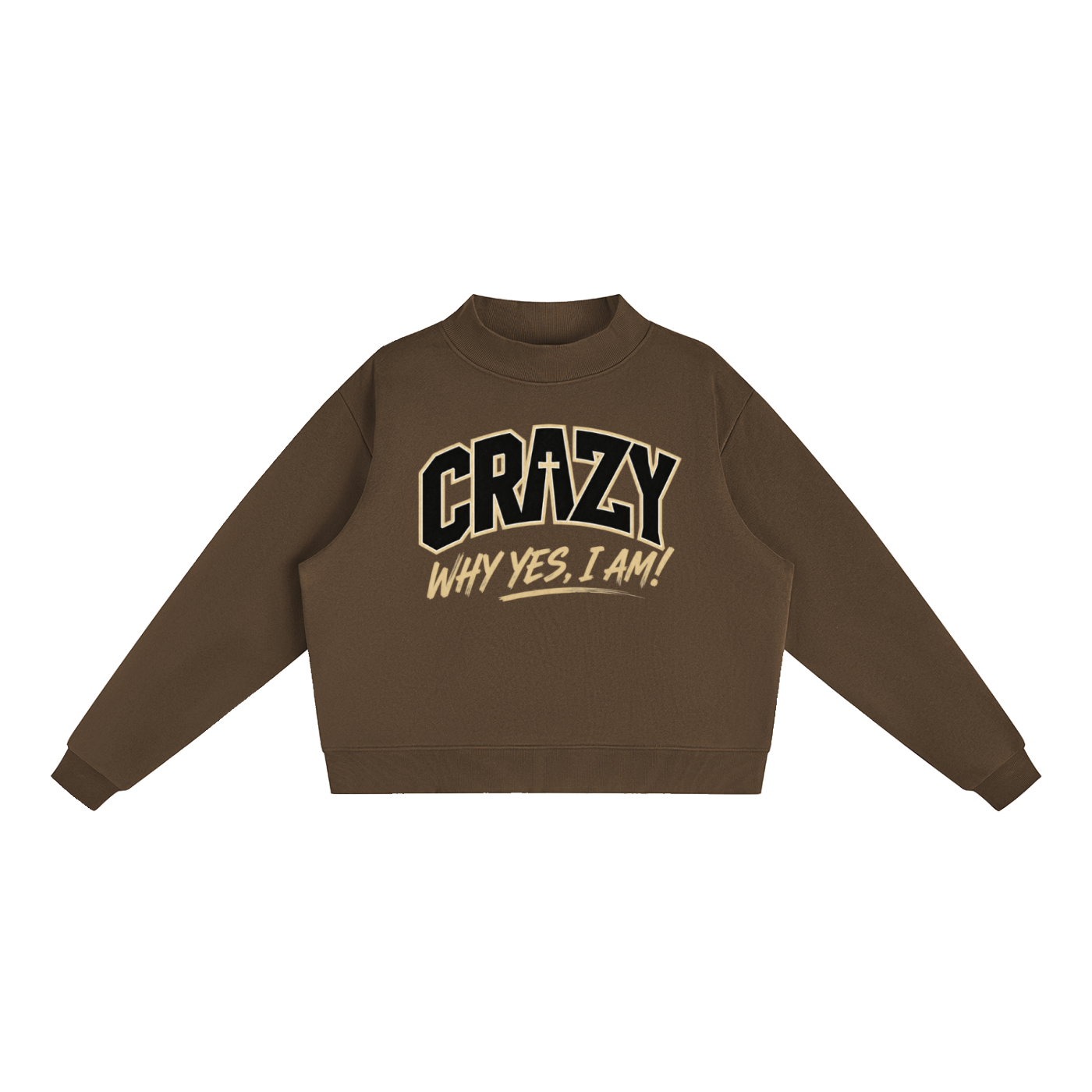 CRAZY COLLECTION - Essential Fleece Mock-Neck Crew Sweatshirt