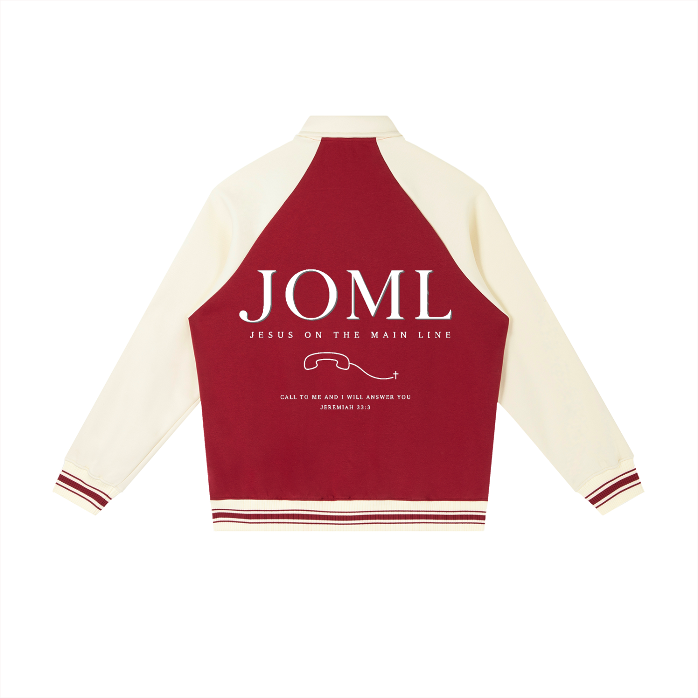 JESUS ON THE MAIN LINE - Contrast Raglan Sleeve Baseball Jacket