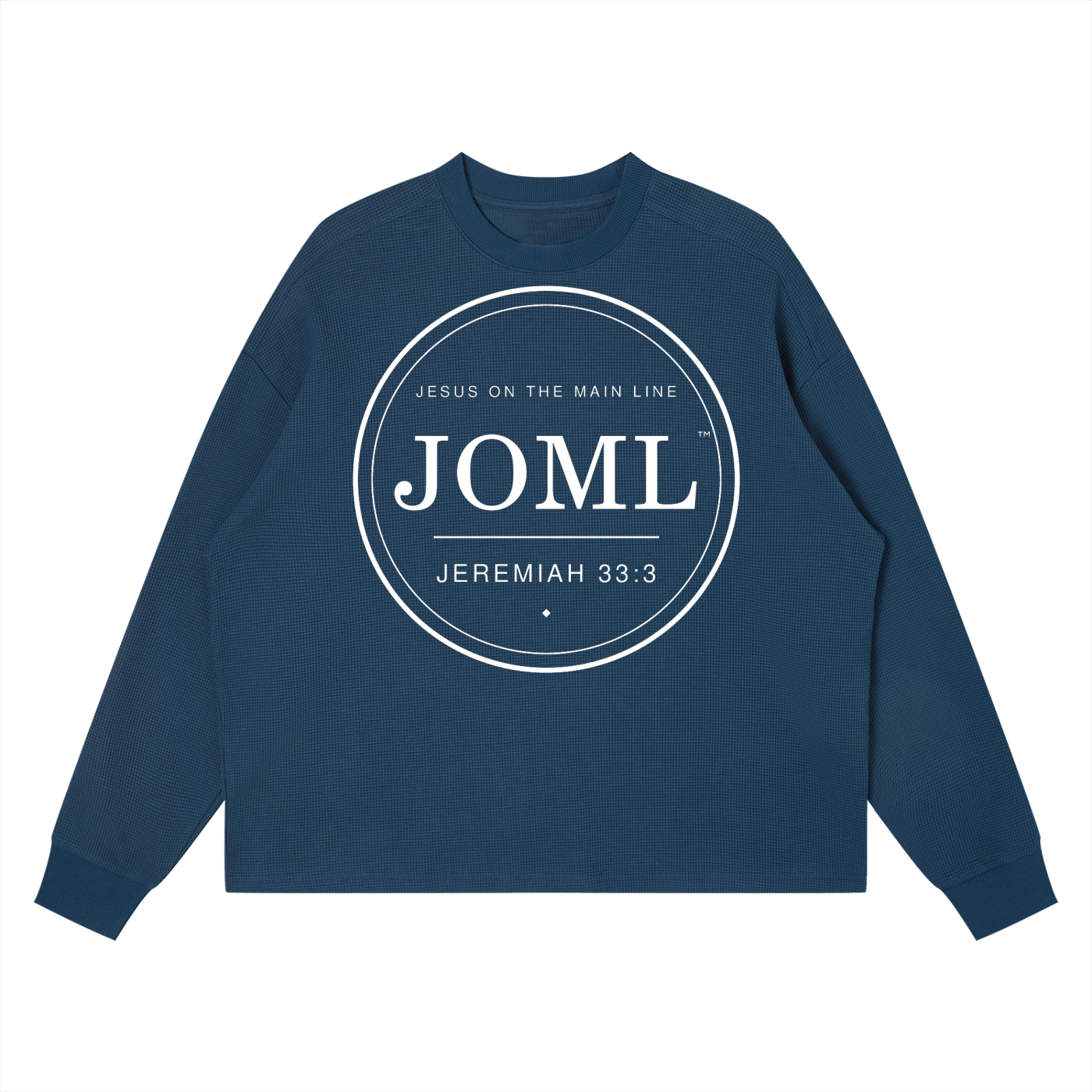 JESUS ON THE MAIN LINE - Unisex Waffle Boxy Long Sleeve T-Shirt