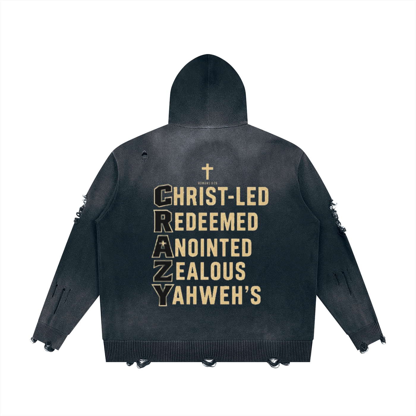 CRAZY COLLECTION - Unisex Distressed Full Zip Sweater