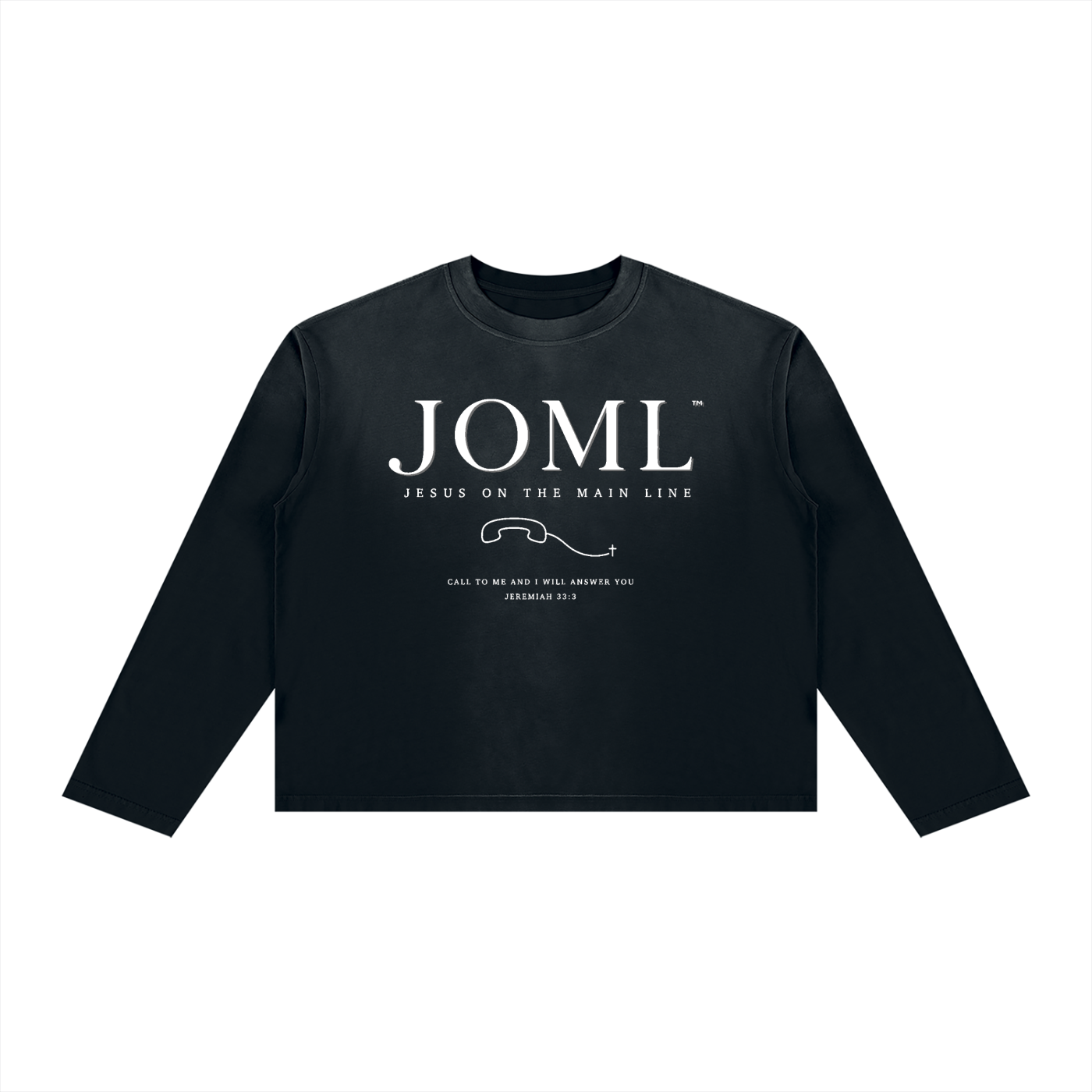 JESUS ON THE MAIN LINE - Unisex Sunfade Boxy Long Sleeve T-Shirt