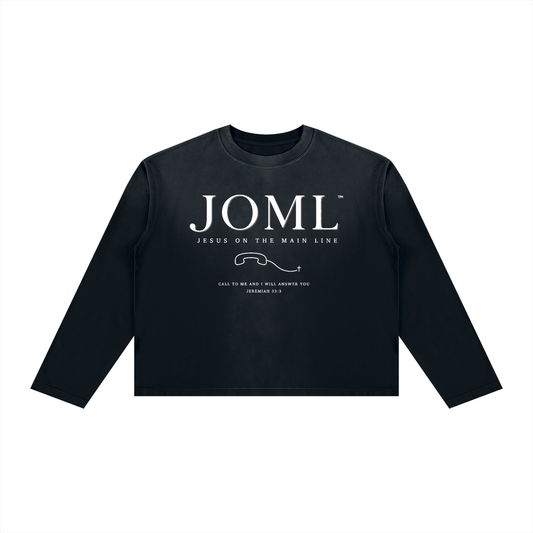 JESUS ON THE MAIN LINE - Unisex Sunfade Boxy Long Sleeve T-Shirt