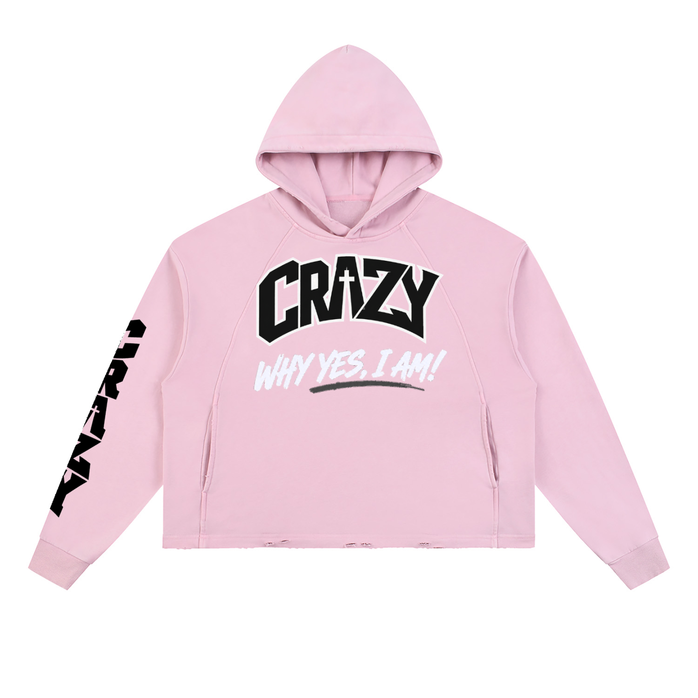 CRAZY COLLECTION - Vintage Washed Frayed-Hem Hoodie