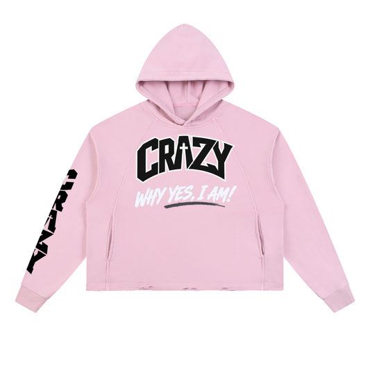 CRAZY COLLECTION - Vintage Washed Frayed-Hem Hoodie