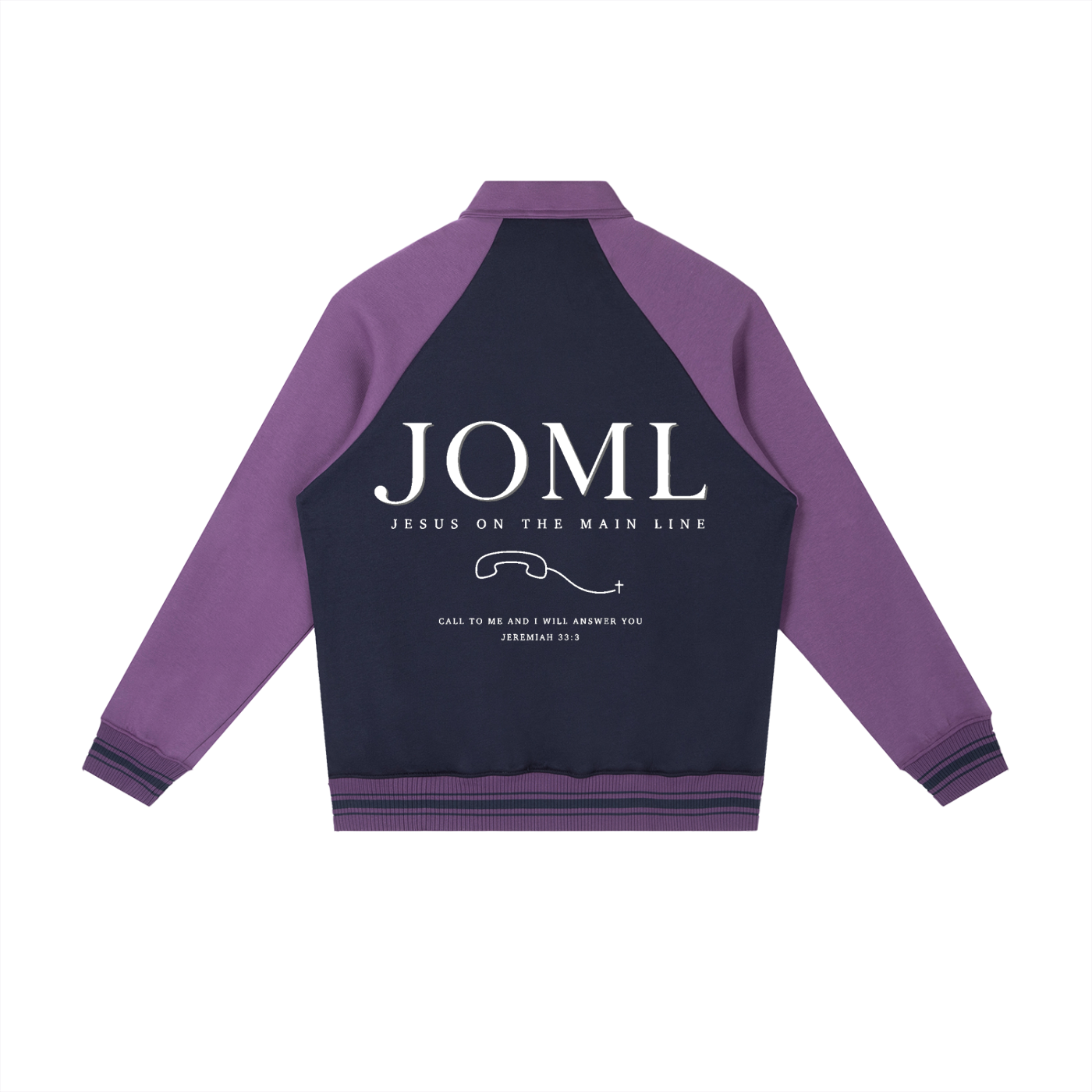 JESUS ON THE MAIN LINE - Contrast Raglan Sleeve Baseball Jacket