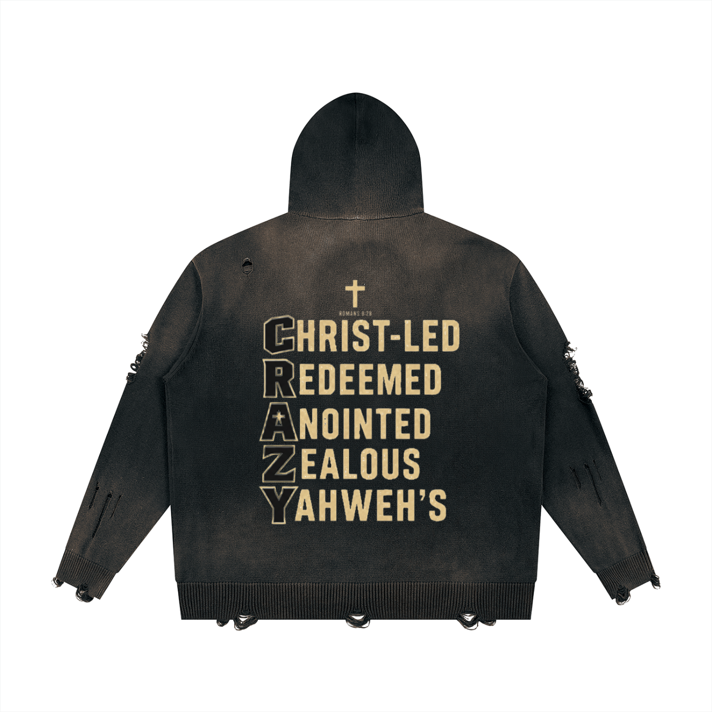 CRAZY COLLECTION - Unisex Distressed Full Zip Sweater