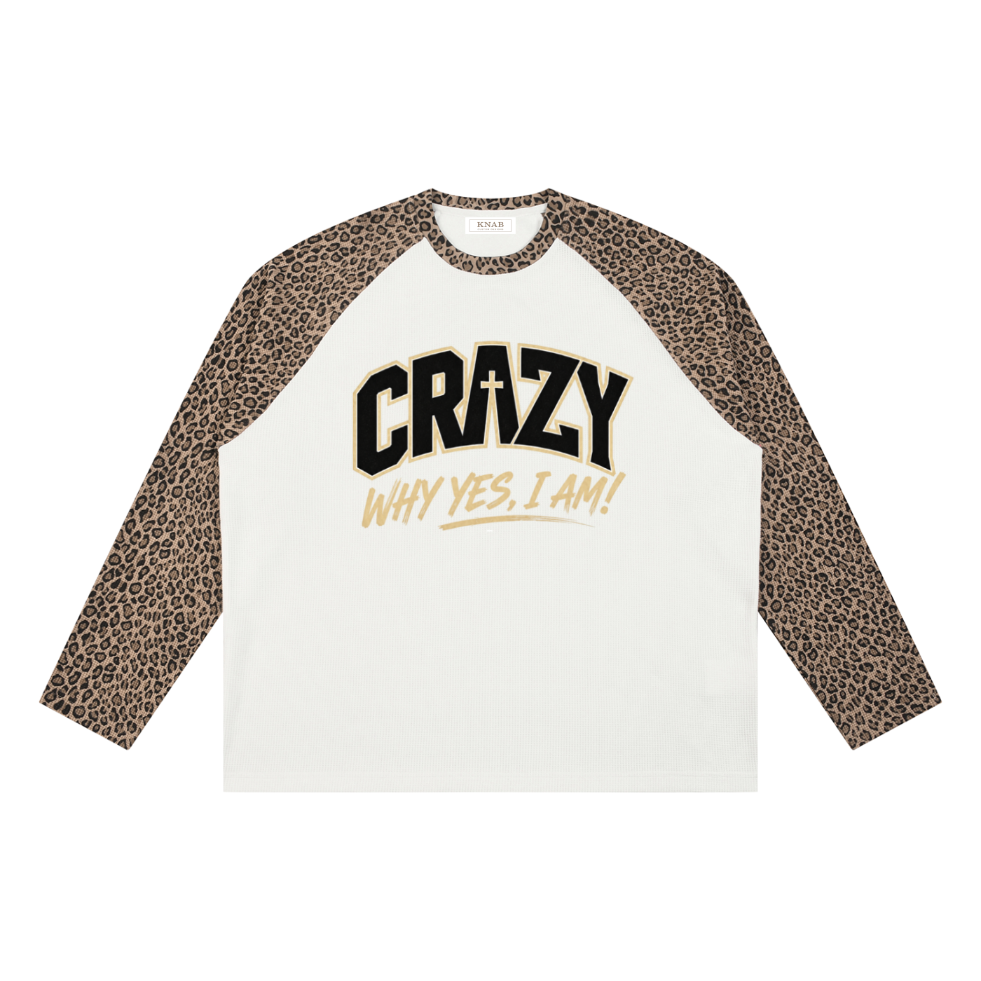 CRAZY COLLECTION - Unisex Leopard Panel Raglan Sleeve T-Shirt
