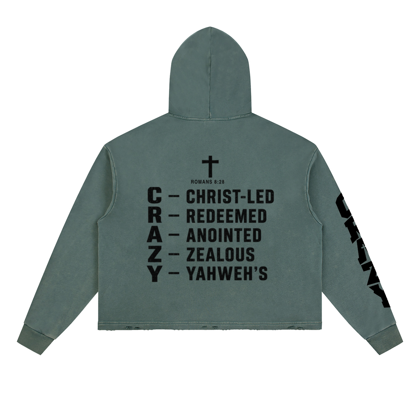 CRAZY COLLECTION - Vintage Washed Frayed-Hem Hoodie