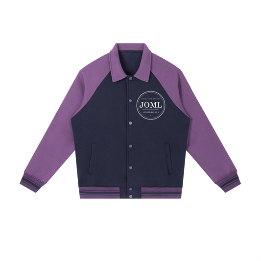 JESUS ON THE MAIN LINE - Contrast Raglan Sleeve Baseball Jacket