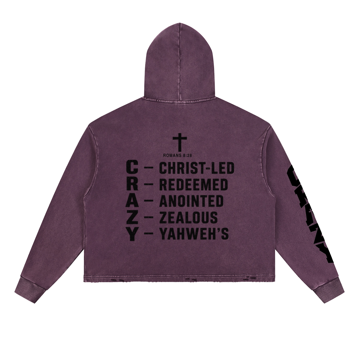 CRAZY COLLECTION - Vintage Washed Frayed-Hem Hoodie
