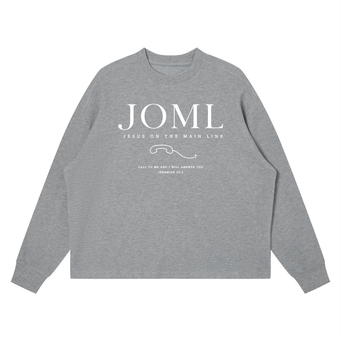 JESUS ON THE MAIN LINE - Unisex Waffle Boxy Long Sleeve T-Shirt