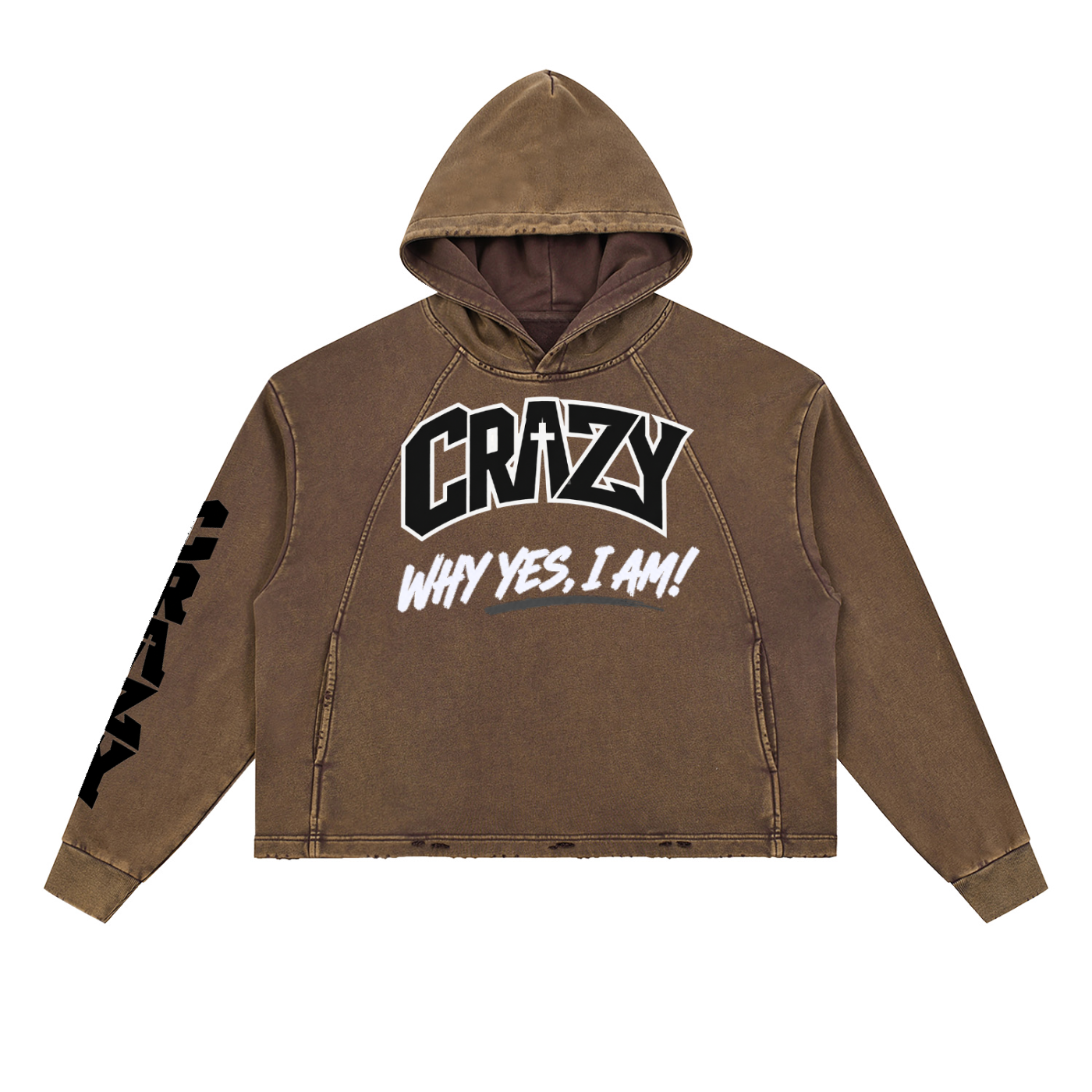 CRAZY COLLECTION - Vintage Washed Frayed-Hem Hoodie