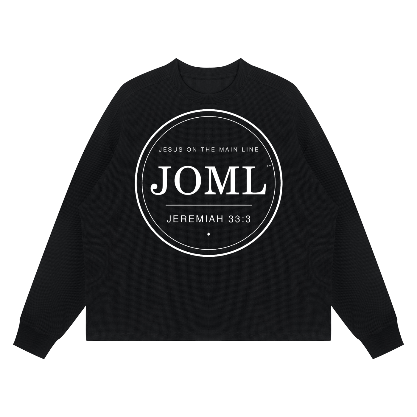 JESUS ON THE MAIN LINE - Unisex Waffle Boxy Long Sleeve T-Shirt