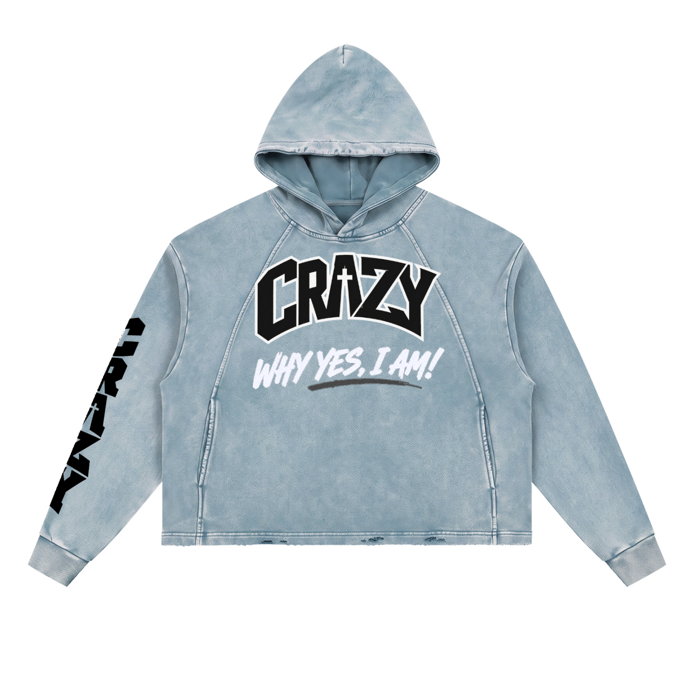 CRAZY COLLECTION - Vintage Washed Frayed-Hem Hoodie