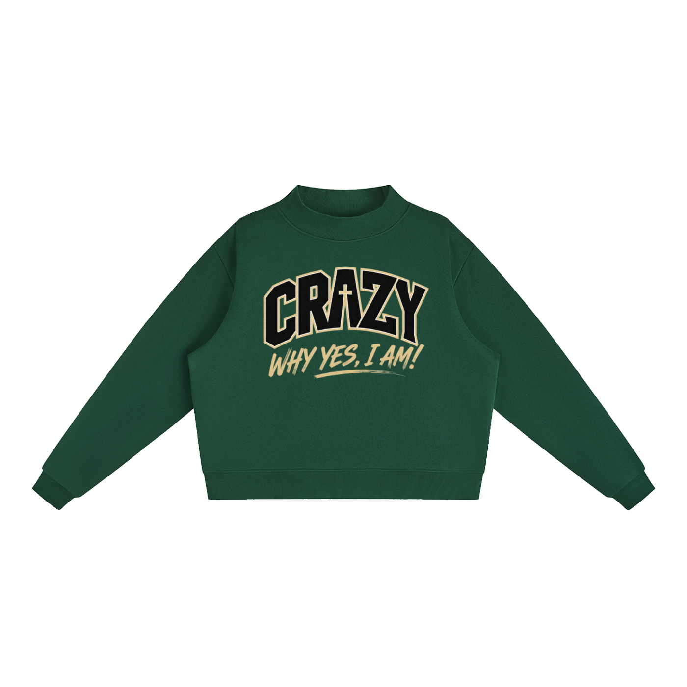 CRAZY COLLECTION - Essential Fleece Mock-Neck Crew Sweatshirt