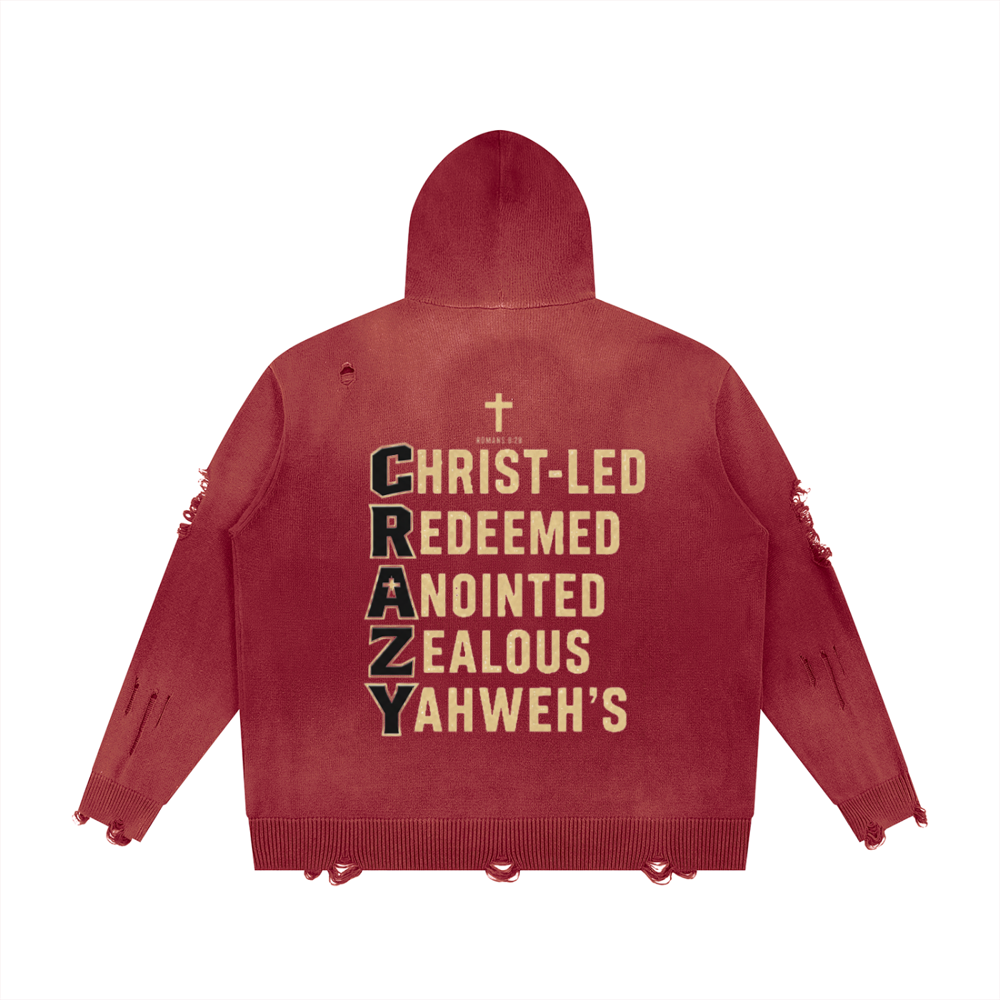 CRAZY COLLECTION - Unisex Distressed Full Zip Sweater