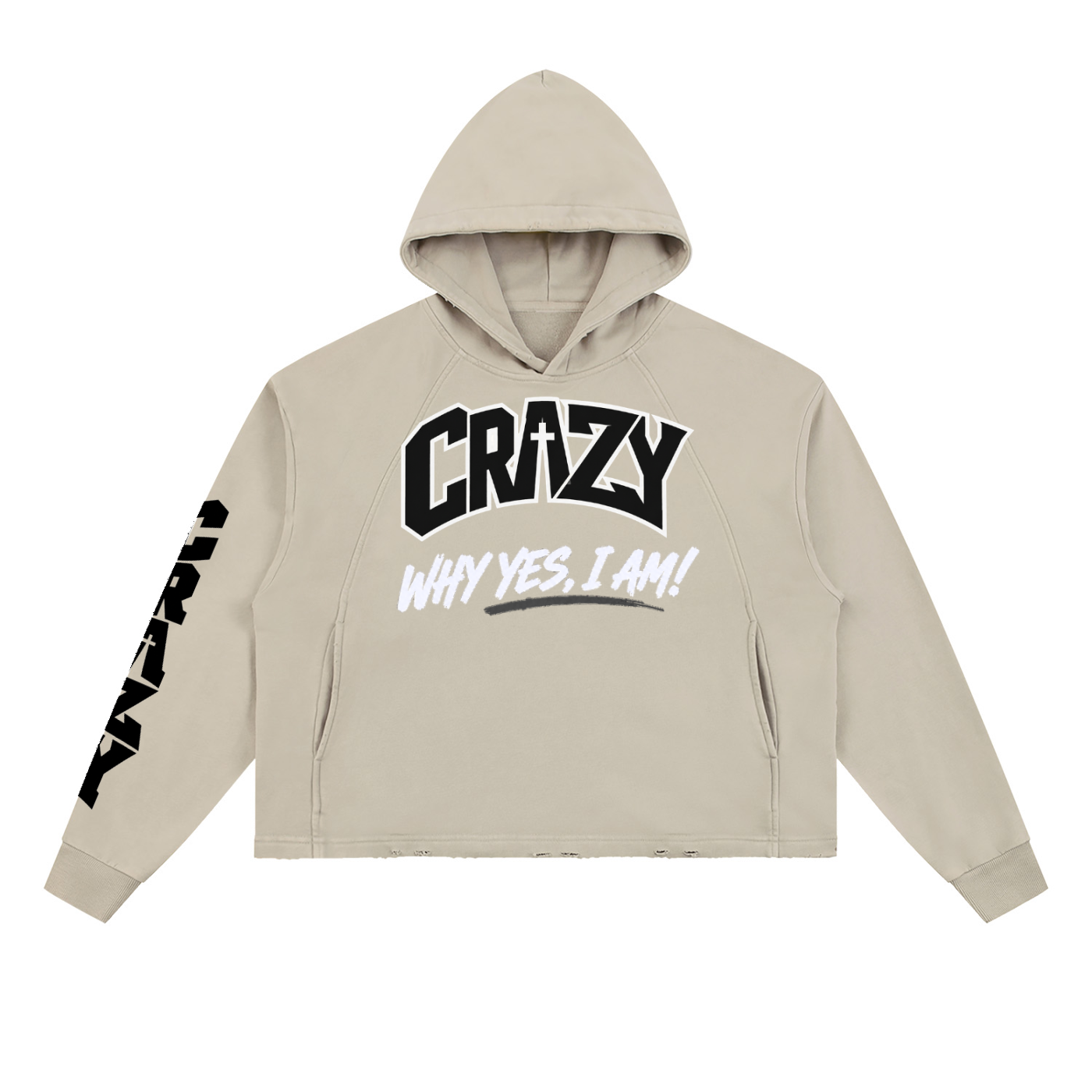 CRAZY COLLECTION - Vintage Washed Frayed-Hem Hoodie
