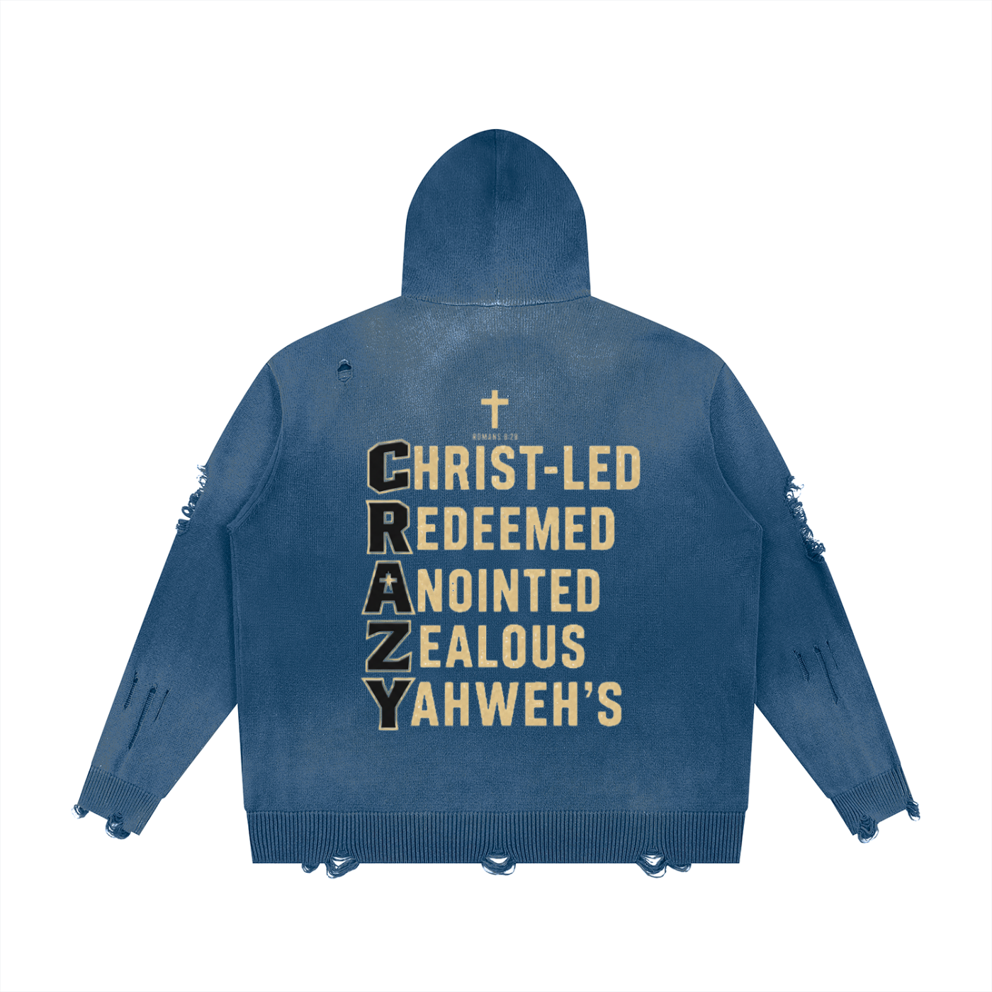 CRAZY COLLECTION - Unisex Distressed Full Zip Sweater