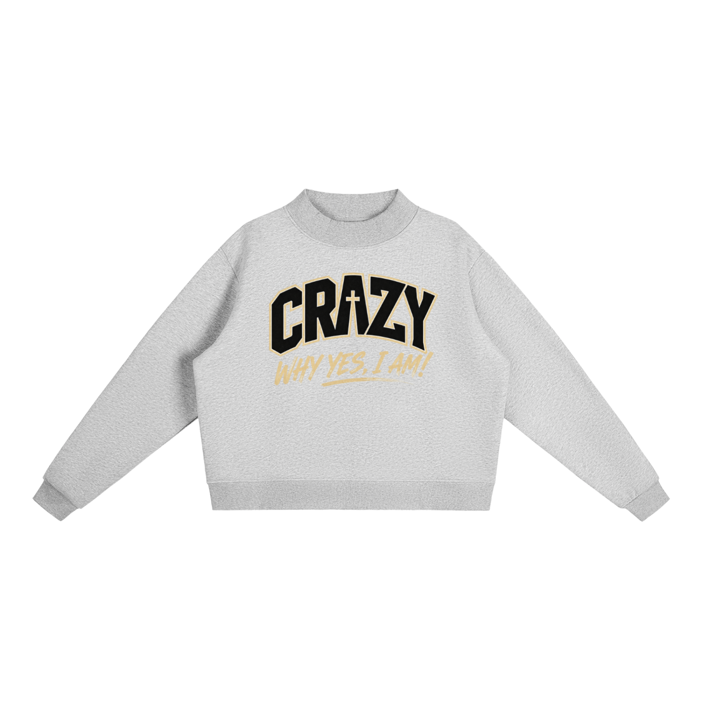 CRAZY COLLECTION - Essential Fleece Mock-Neck Crew Sweatshirt