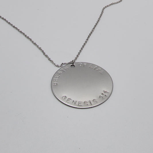Personalized Stainless Steel Medallion on Stainless Steel chain